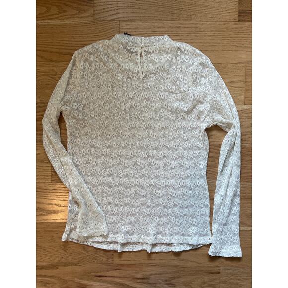 Anewsta Long Sleeve Sheer Lace Mock Neck Top - Picture 6 of 7